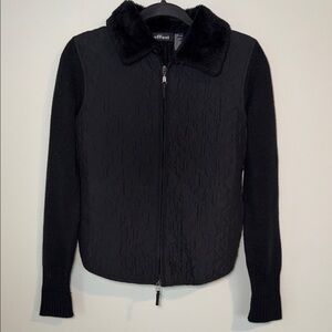 Vintage Y2K Effeci Knit Faux Fur Zip Up Jacket Sweater